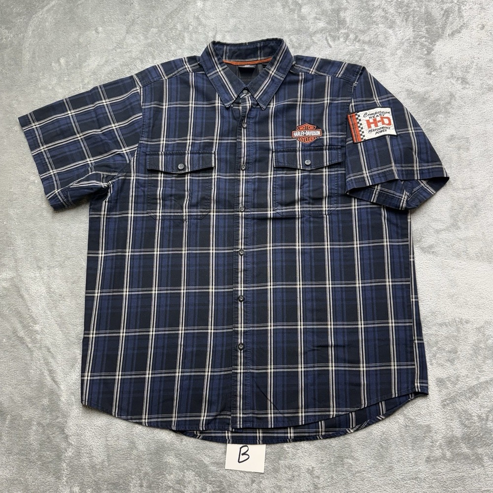 Vintage Y2K Harley Davidson Spell Short Sleeve Button Shirt Size 2XL
